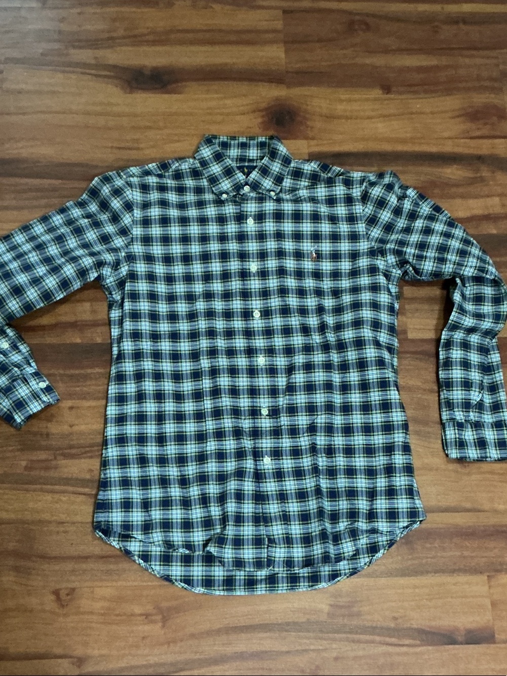 Ralph Lauren Classic Men's Button-Down Plaid Shirt - Blue & Green new slim fit s